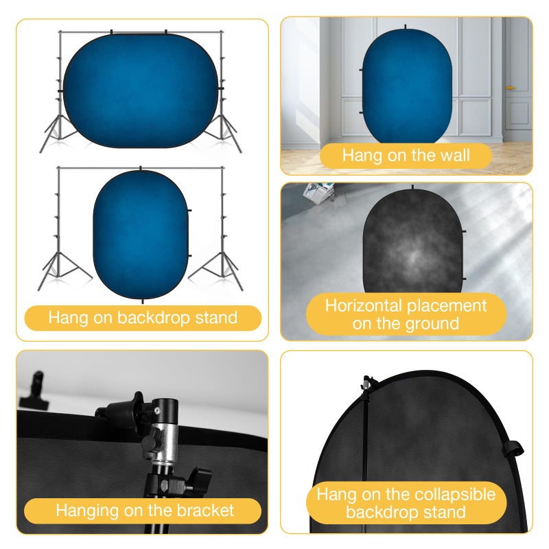 Kate Collapsible Backdrop Pop Up Backdrop Light Black&Blue Portable Background for Parties, Portrait, Video, Podcast, 5x6.5ft - Image 4